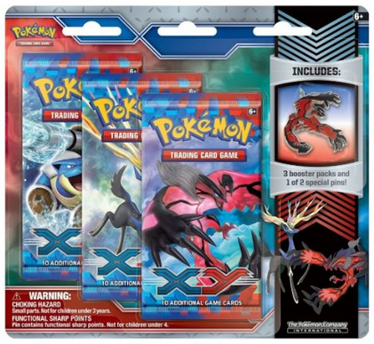 Pokemon XY 3 Pack Blister w/ Yveltal Collectors Pin