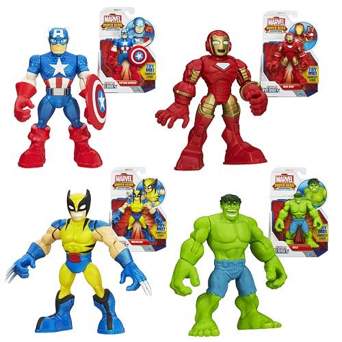 Playskool Marvel Super Hero Adventures Figure Set - Wolverine, Hulk, Captain America & Iron Man